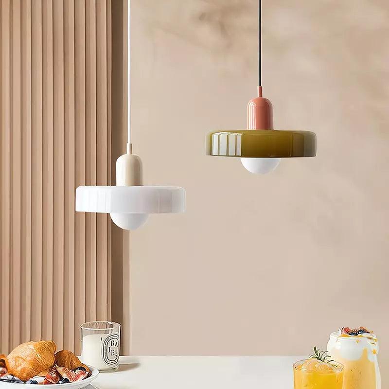 Nordic Cream Stained Glass Pendant Lighting for Dining Room