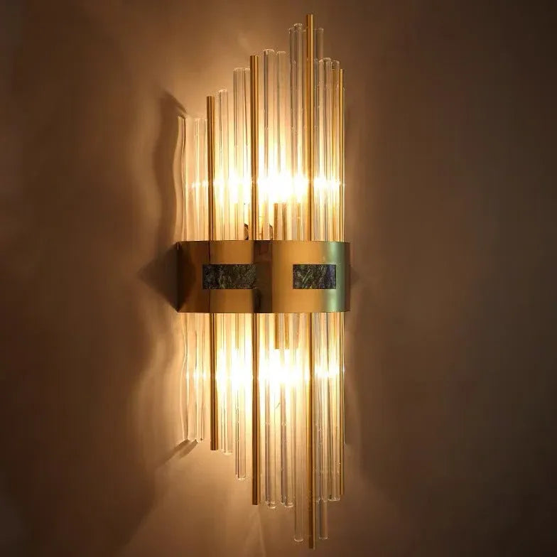 Luxury Crystal Pipe Gold Wall Lights