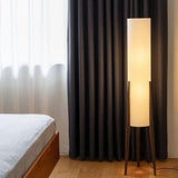 Cylindrical Floor Lamp with Wooden Stand