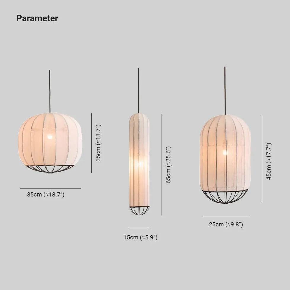 Modern White Fabric Lantern Light Pendant