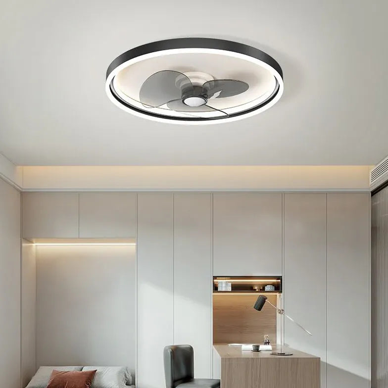 Round Modern Black Bedroom Fan Light