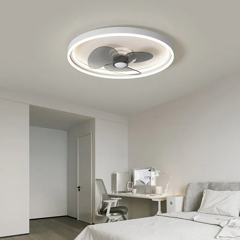 Round Modern Black Bedroom Fan Light