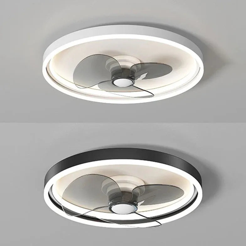 Round Modern Black Bedroom Fan Light