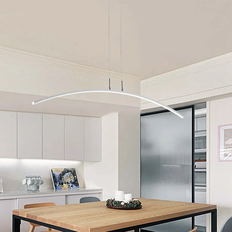 Curved LED Black Kitchen Pendant Light