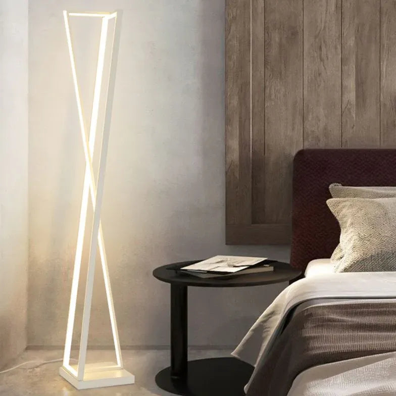 X-Shaped White Plug Tripod Floor Lamp