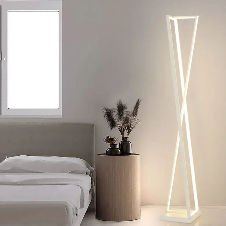 X-Shaped White Plug Tripod Floor Lamp