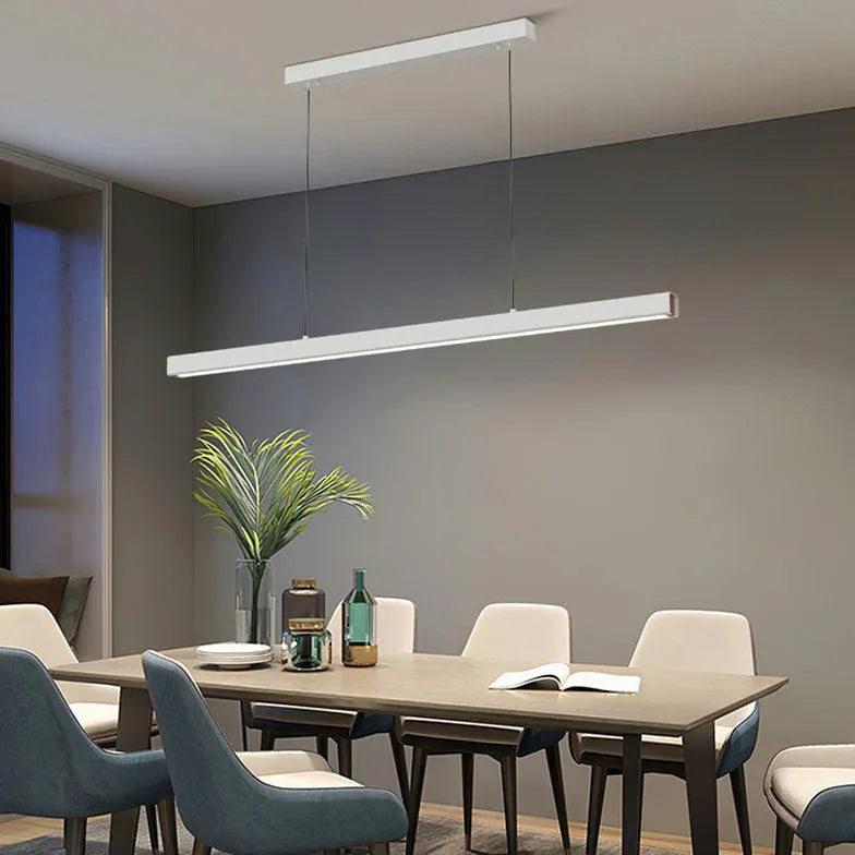 Linear Metal White LED Kitchen Pendant Light