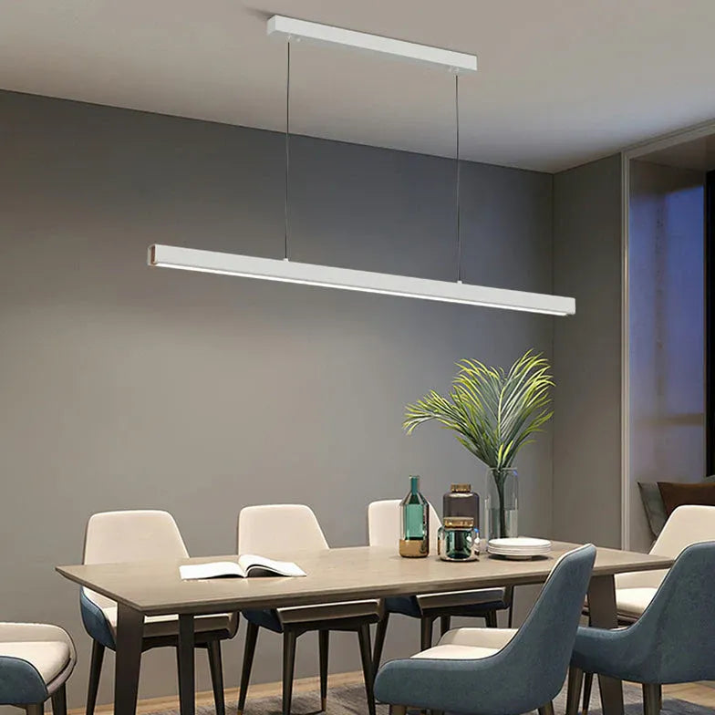 Linear Metal White LED Kitchen Pendant Light