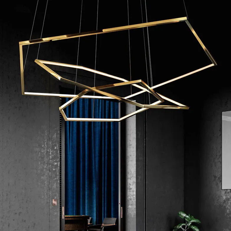 Geometric Shape Metal Gold LED Pendant Light