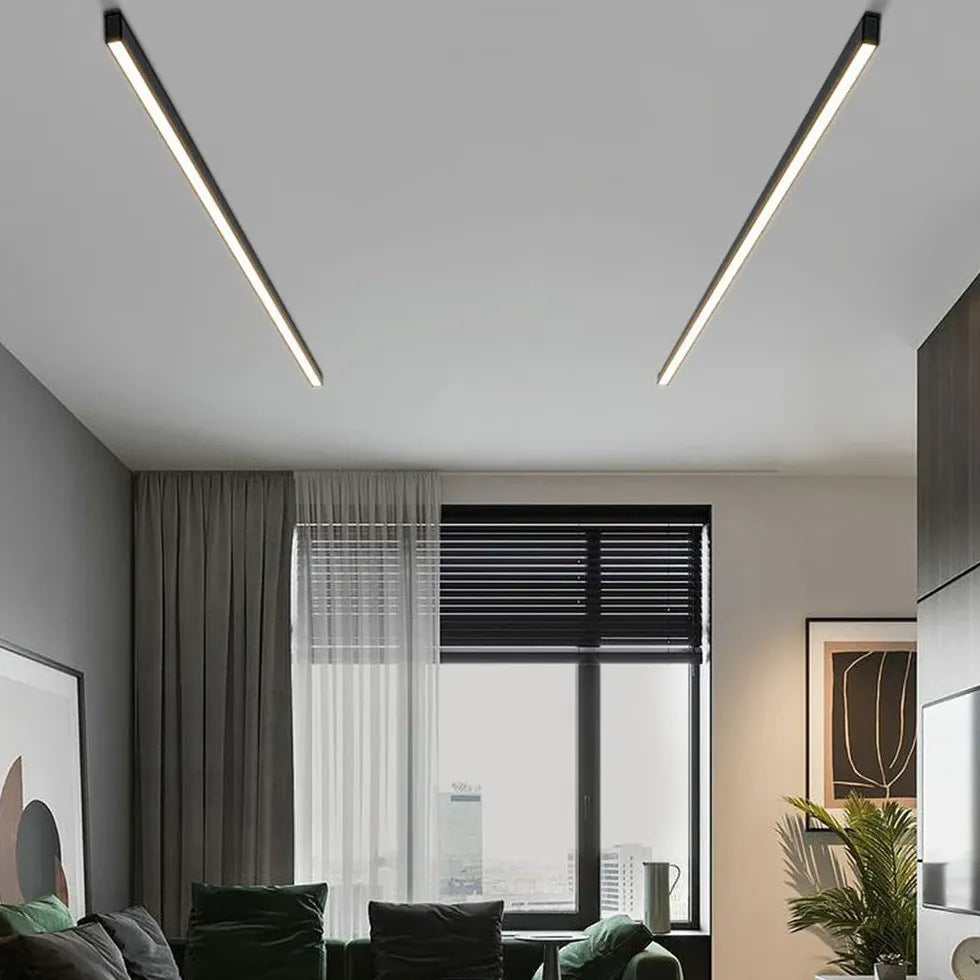 Long Linear Black Flush Ceiling Lights