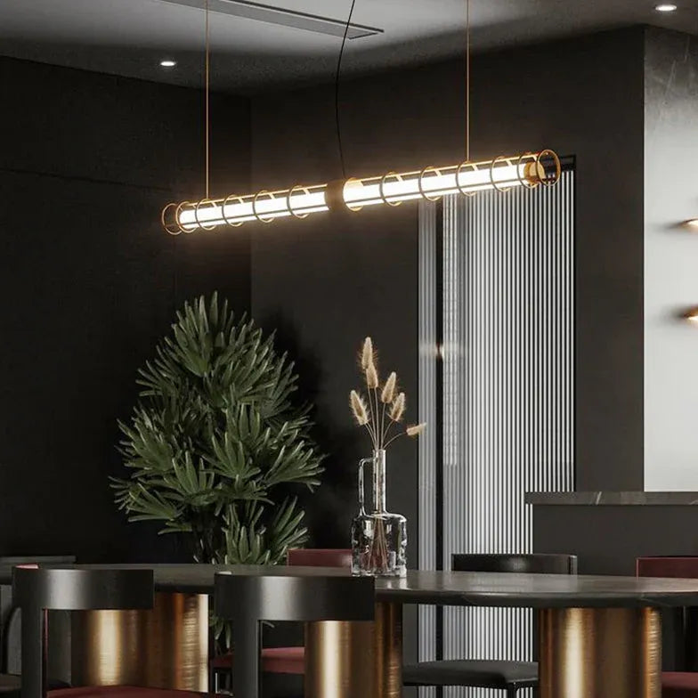 Tubular Gold Industrial LED Pendant Light