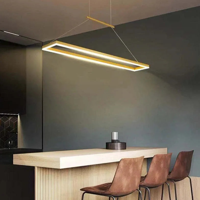 Rectangular Coffee Metal LED Pendant Light