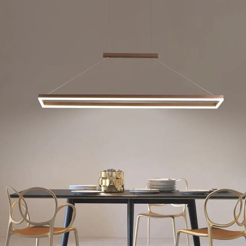 Rectangular Coffee Metal LED Pendant Light