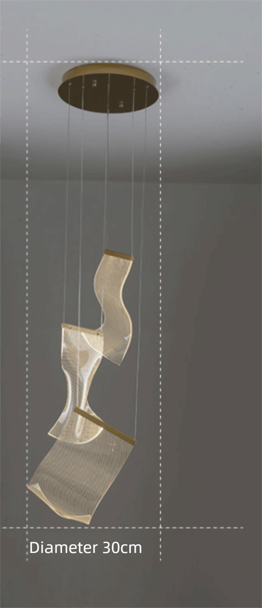Modern Rotating Staircase Chandelier in a Living Room