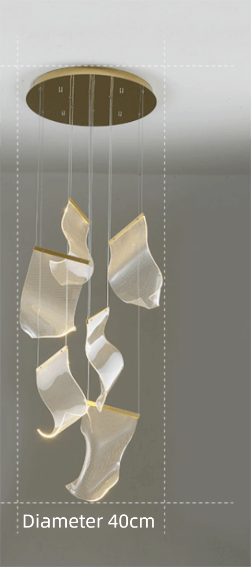Modern Rotating Staircase Chandelier in a Living Room