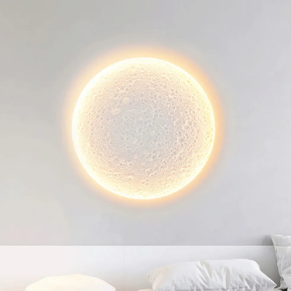 White Moon Gypsum Flush Modern Wall Lights