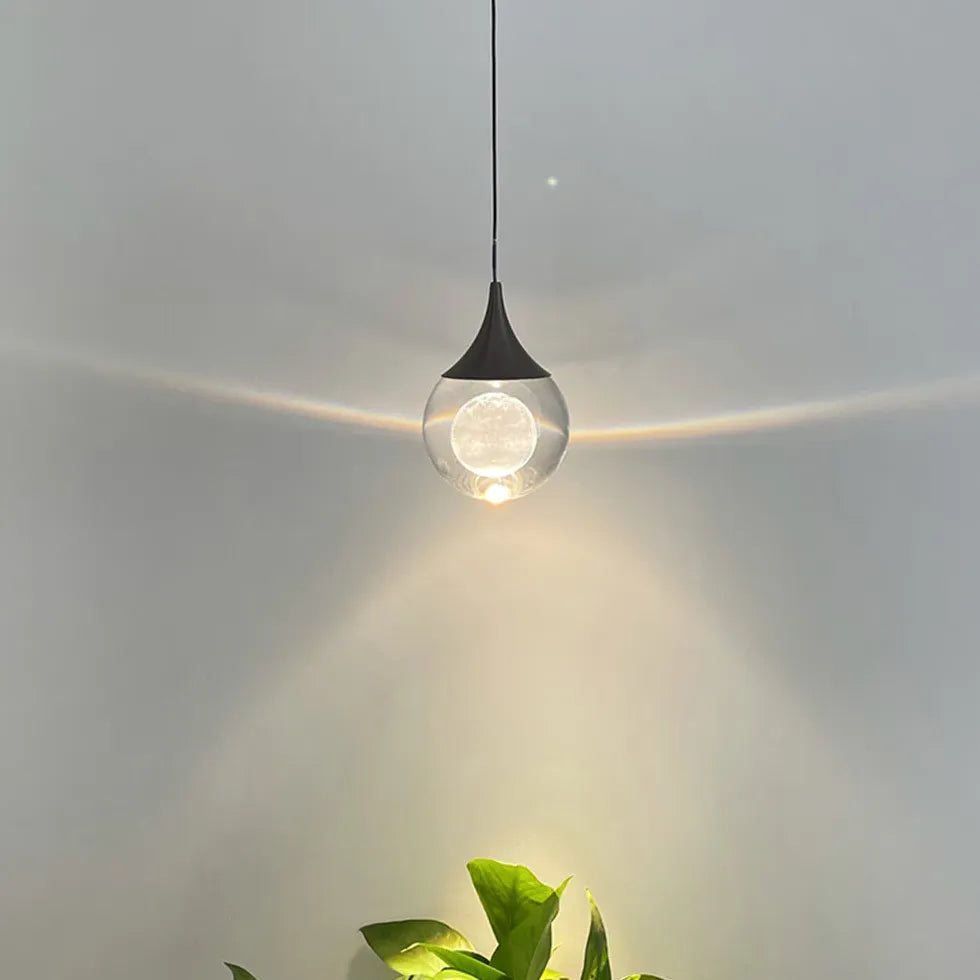 Single Transparent Glass Ball Pendant Light