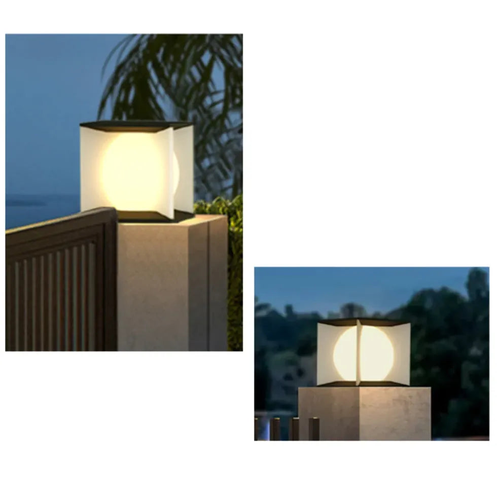 Cube Globe Solar Fence Pillar Lights