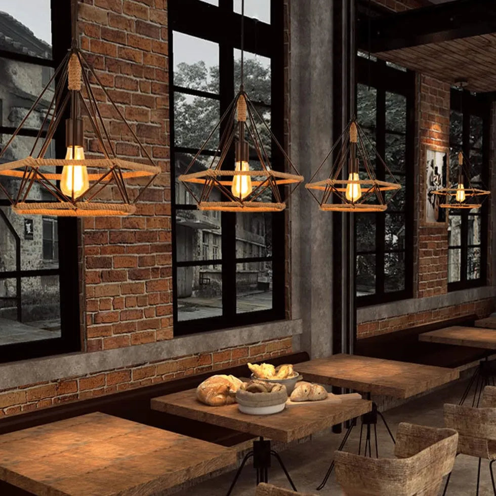 Diamond Metal Frame Industrial Pendant Light