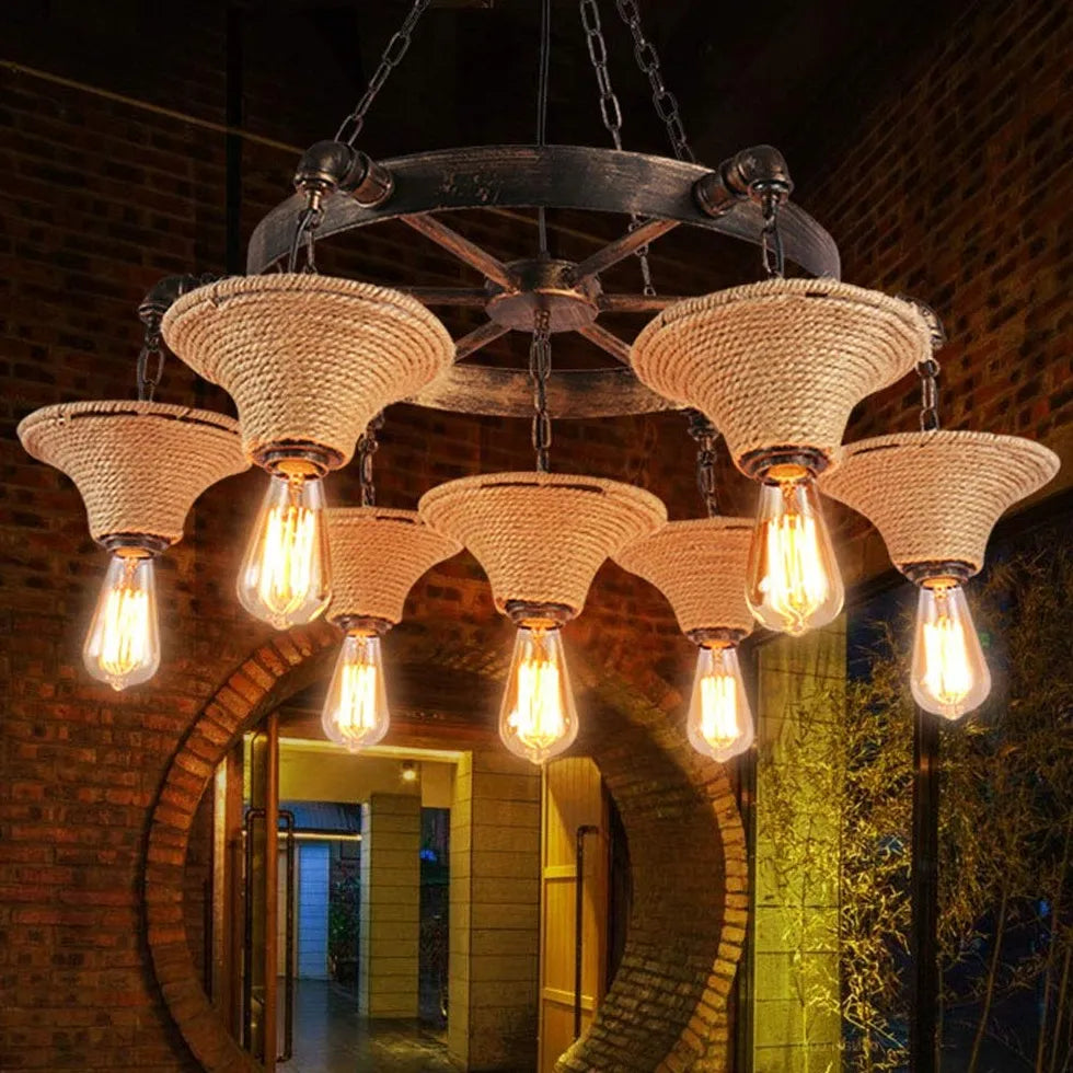 Inverted Cone Rope Industrial Kitchen Chandelier