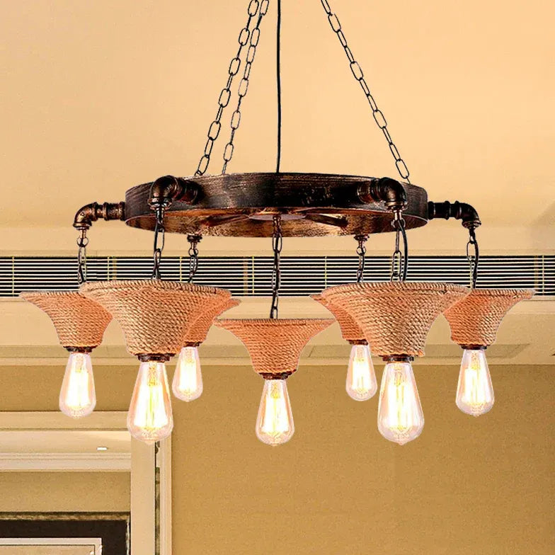 Inverted Cone Rope Industrial Kitchen Chandelier