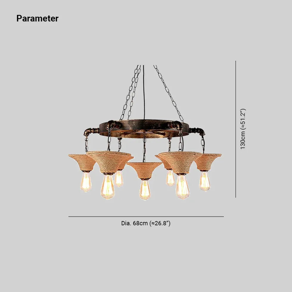 Inverted Cone Rope Industrial Kitchen Chandelier