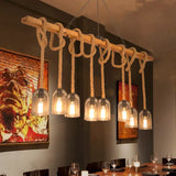 Multi-Bulb Rope Linear Industrial Pendant Light