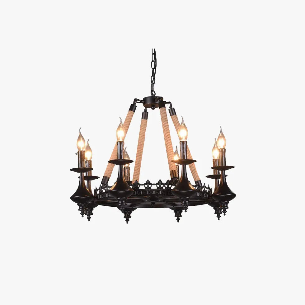 Crown Candle Black Vintage Chandelier