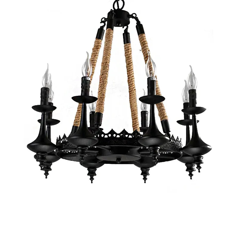 Crown Candle Black Vintage Chandelier