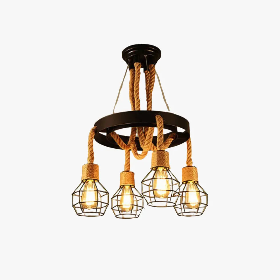 Iron Rope Black Industrial Chandelier