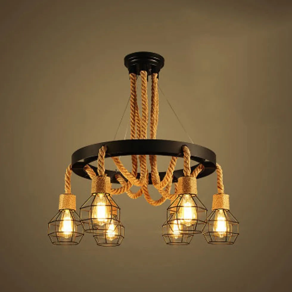 Iron Rope Black Industrial Chandelier