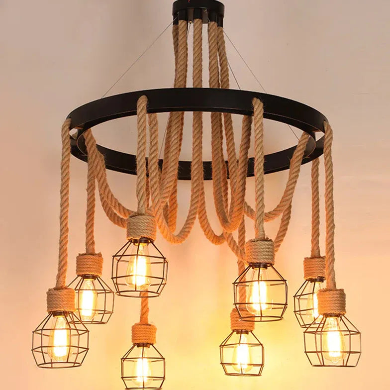 Iron Rope Black Industrial Chandelier