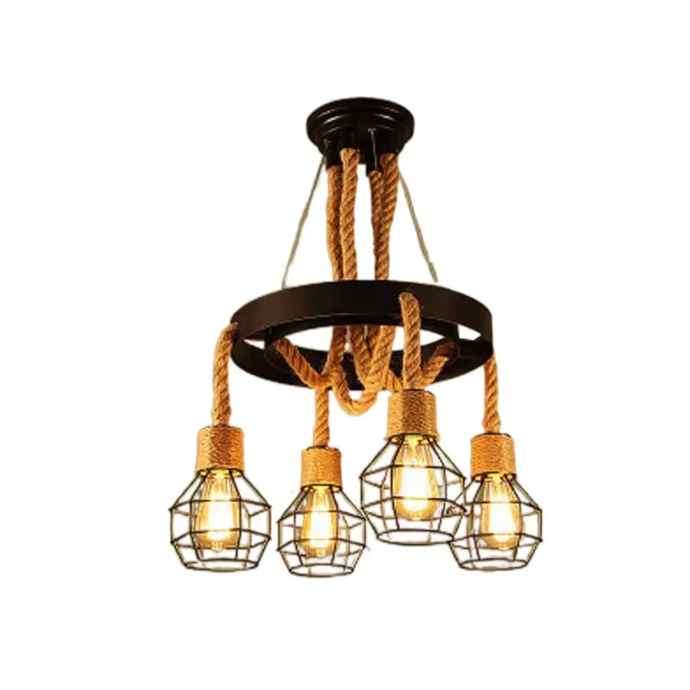 Iron Rope Black Industrial Chandelier