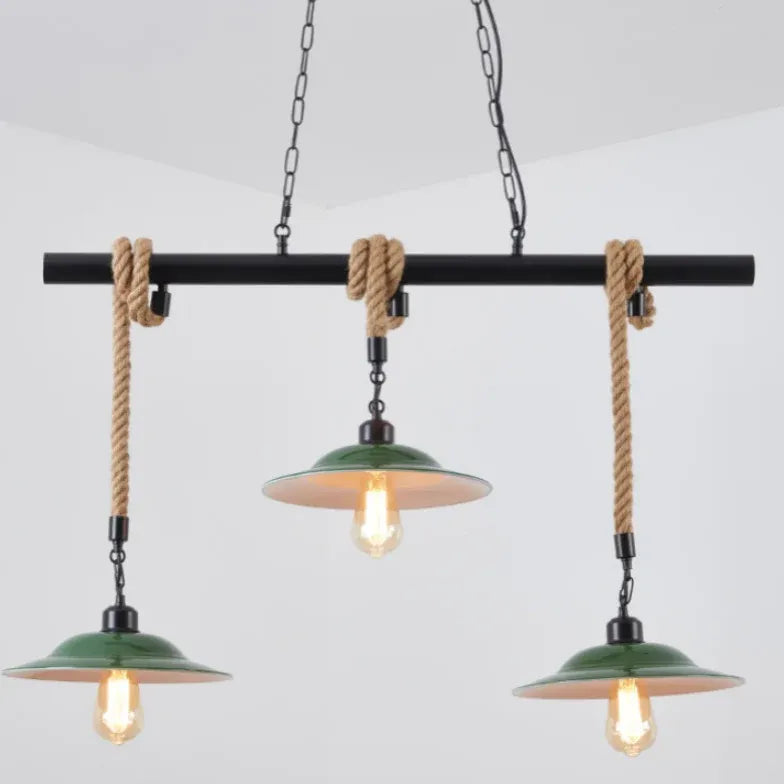 Three-Head Black Rope Industrial Pendant Light