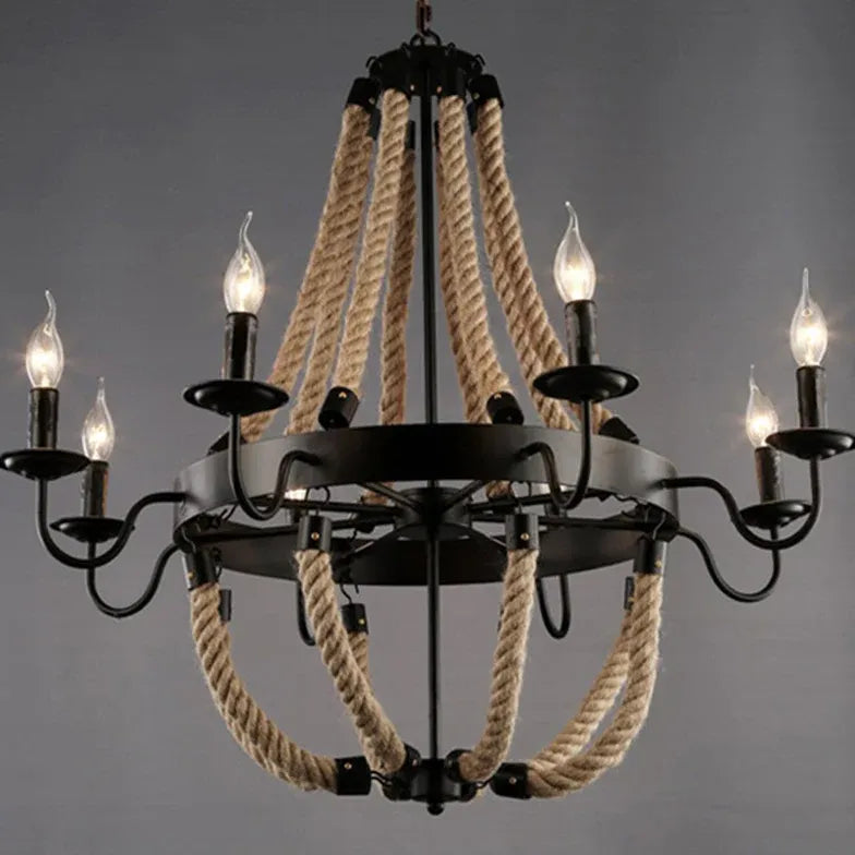 Rope Structure Vintage Candle Holder Chandelier