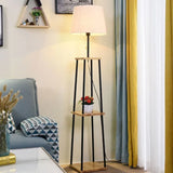 Square Base White Cylindrical Minimalist Floor Lamp