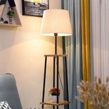 Square Base White Cylindrical Minimalist Floor Lamp