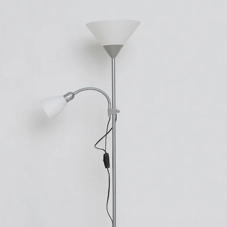 White Dual-Light Upright Plug-In Floor Lamp