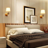 Wooden Base Fabric Shade Modern Wall Lights