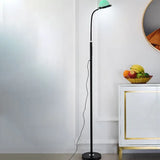 Green Lampshade Metal Pole Floor Lamp