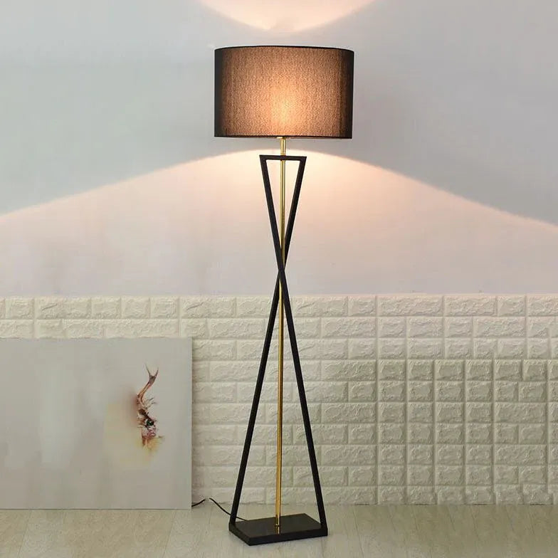 Dark Fabric Modern Tripod Floor Lamp