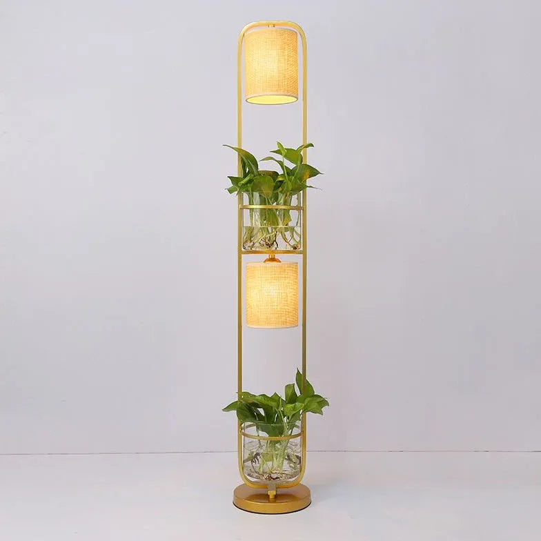 Cylindrical Plant Stand Modern Floor Lamp