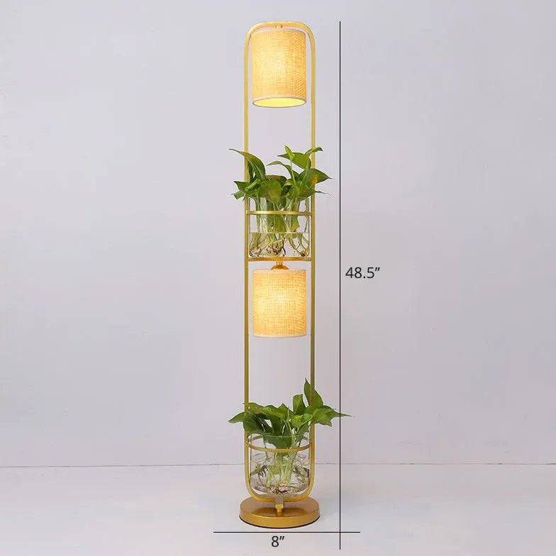 Cylindrical Plant Stand Modern Floor Lamp