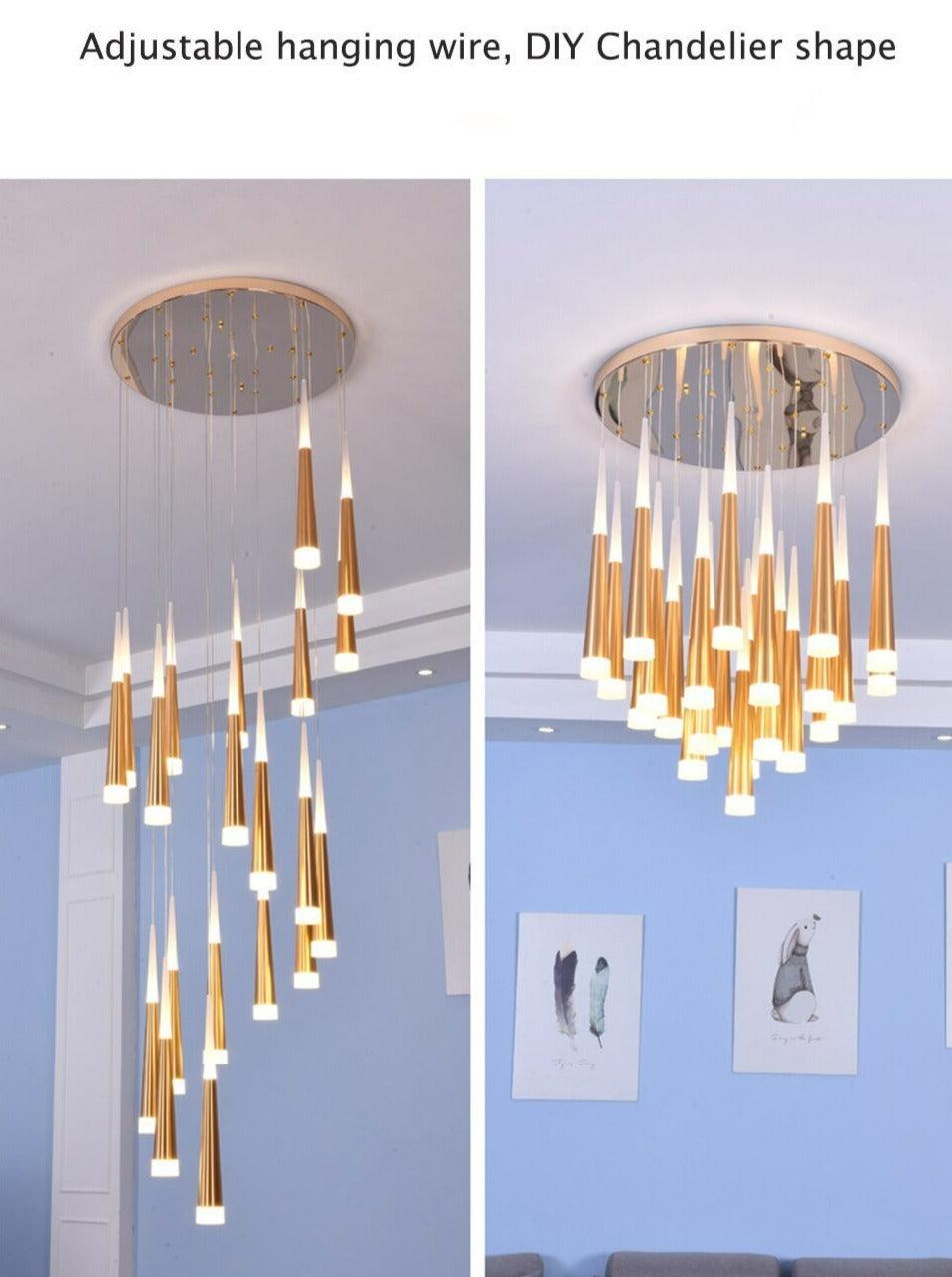 Nordic Rectangular Staircase Chandelier for Hallway