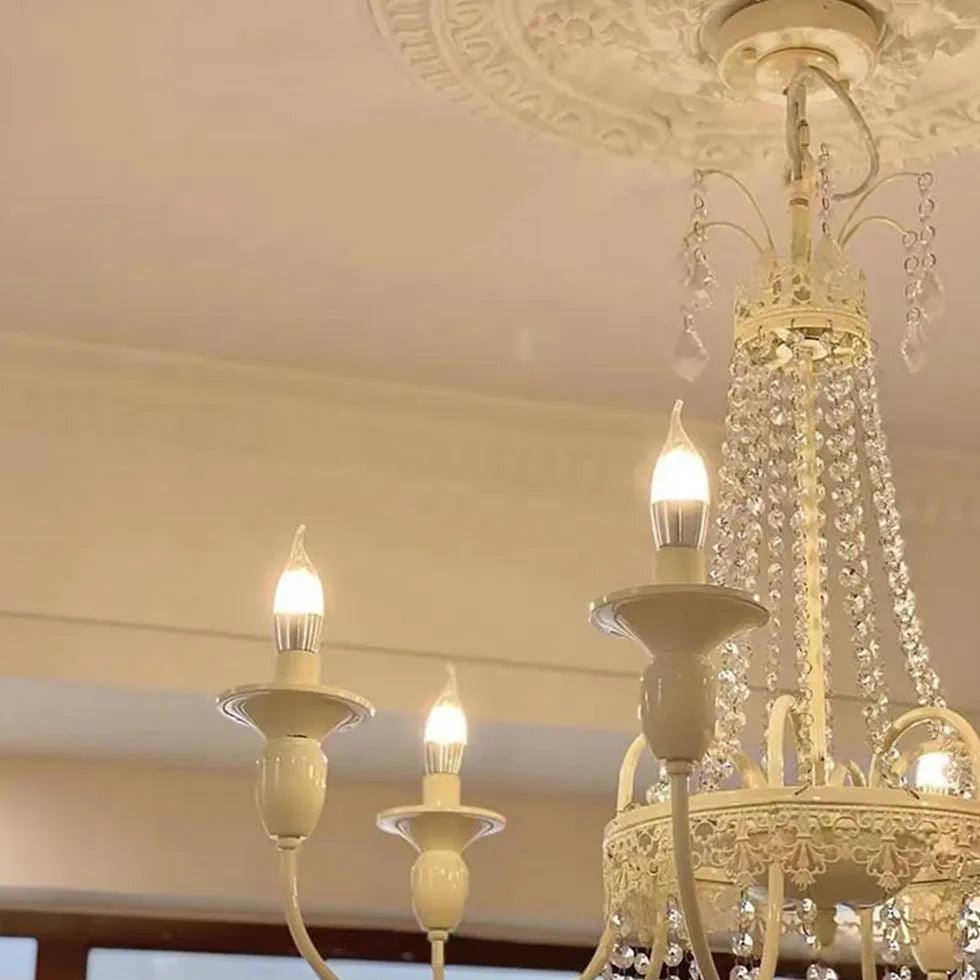 Crystal Chandelier Lights in Vintage Cream Style