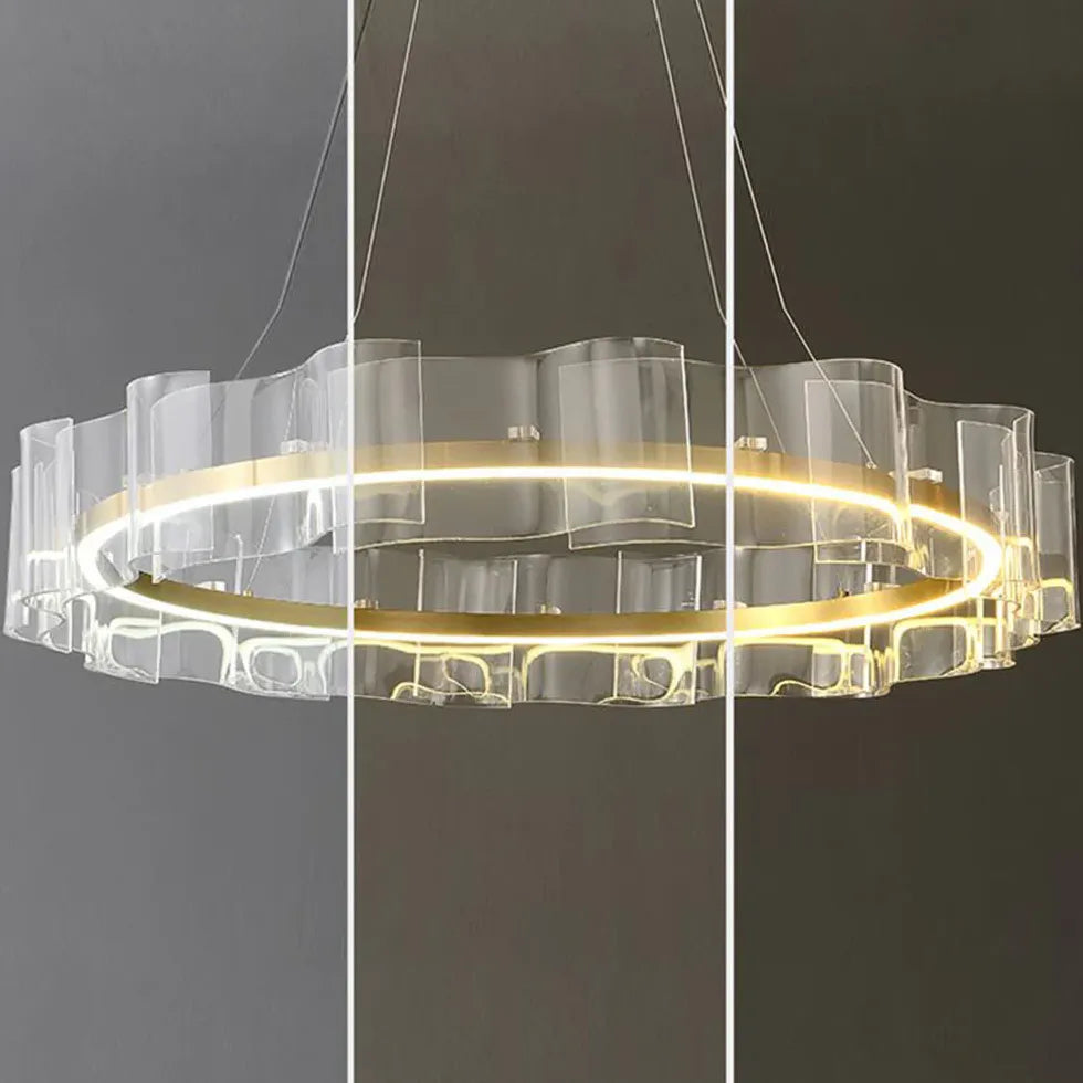 Wavy Ring Gold LED Pendant Light