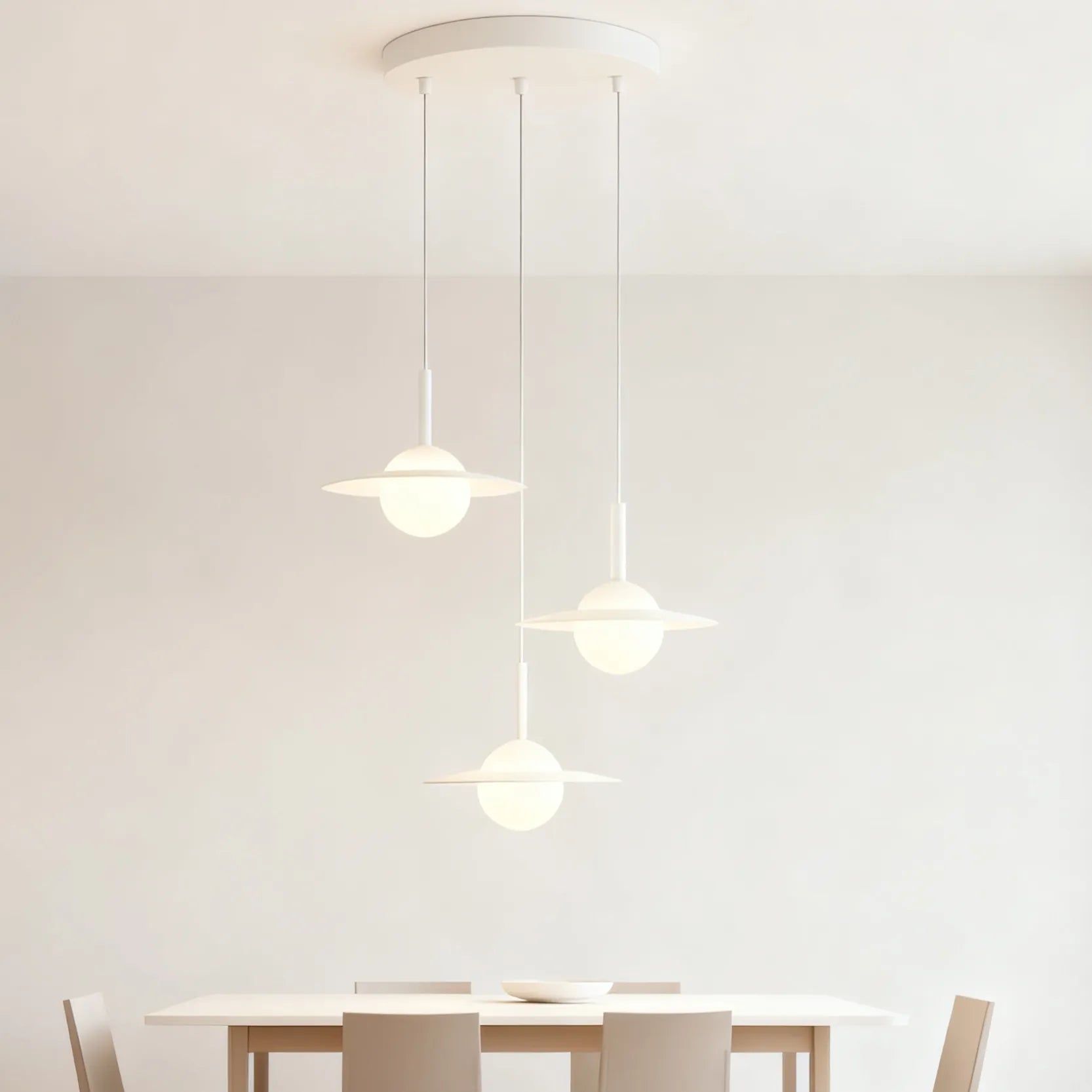Modern Saturn 3-Light Glass Pendant Light for Dining Room