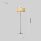 Dual Cylindrical Wicker Minimalist Floor Lamp