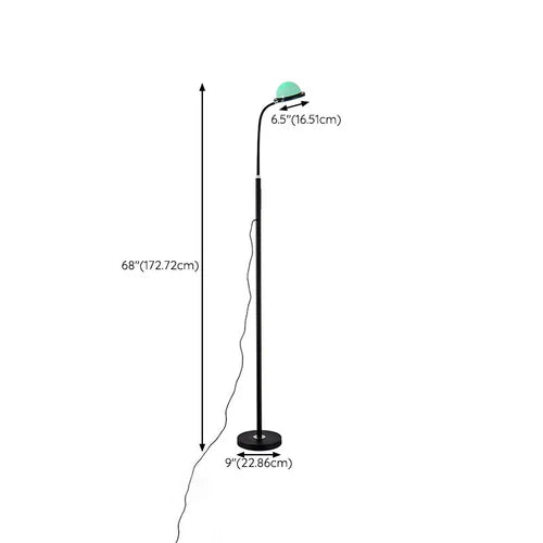 Green Lampshade Metal Pole Floor Lamp