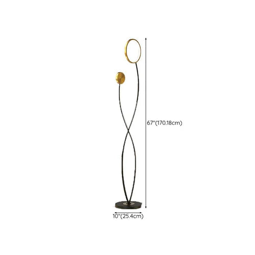 Double Rod Twisted Circular Minimalist Floor Lamp